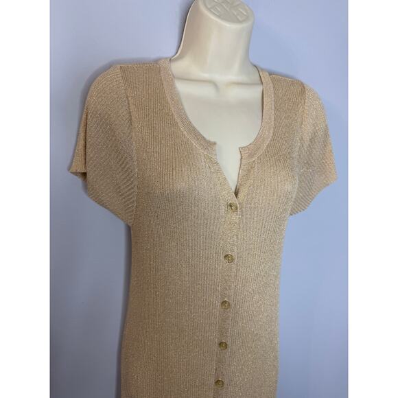 Muche & Muchette Gold Metallic Button Front Maxi Dress Beach Vacation XS/S - Picture 3 of 11